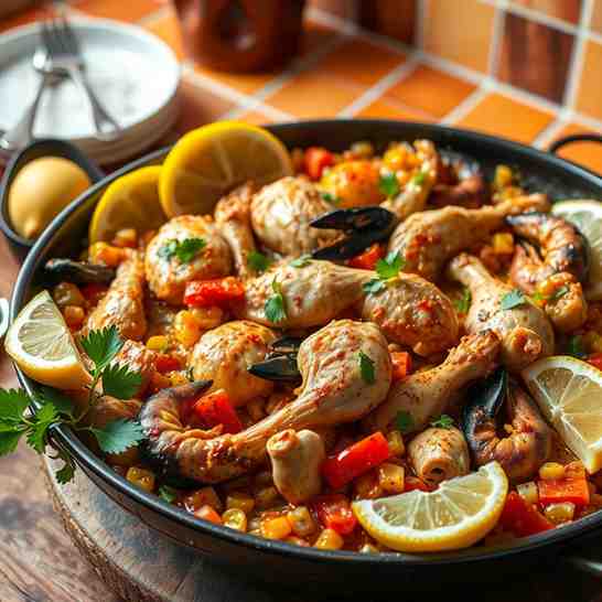 Paella Dish Recipe - Weeknight Chicken & Seafood